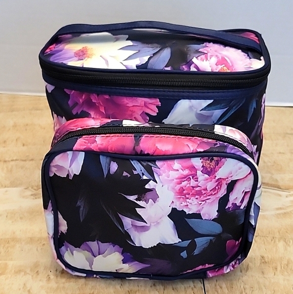 MODELLO Large 12-Piece Pink Floral Travel Cosmetic Tote Bag - NWOT - Picture 8 of 13